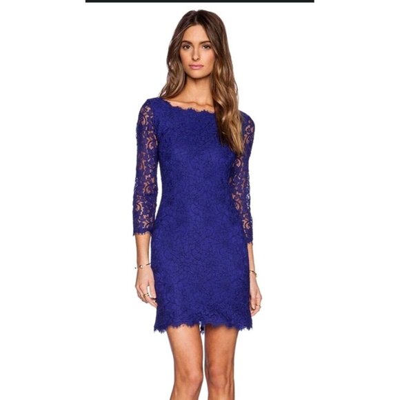 Diane Von Furstenberg 14 Zarita Stretch Floral Lace Shift Dress Kate Middleton - Picture 1 of 16